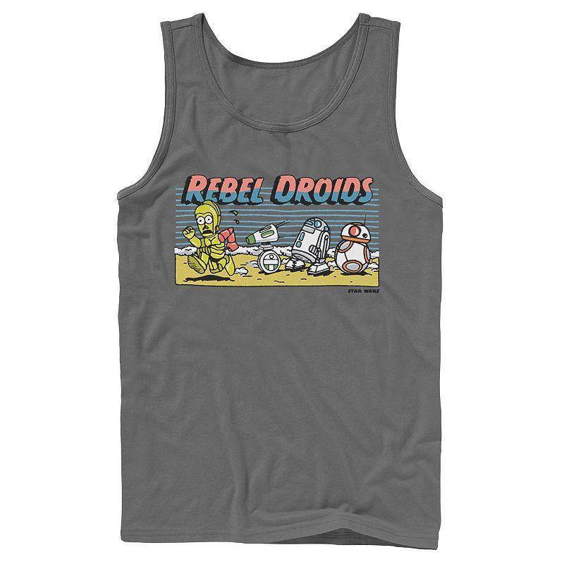 Men's Star Wars The Rise of Skywalker Rebel Droids Cartoon Tank Top, Size: Small, Grey Product Image