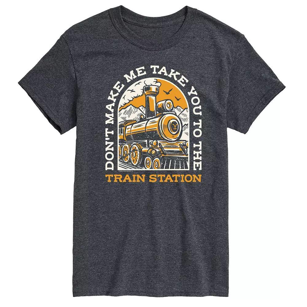 Mens Yellowstone Take You Train Station Graphic Tee Blue Product Image