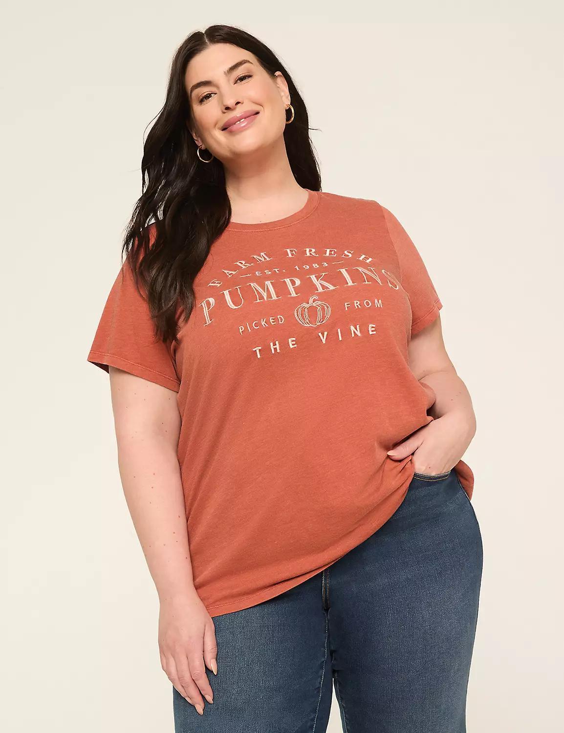 Embroidered Farm Fresh Pumpkins Graphic Tee Product Image