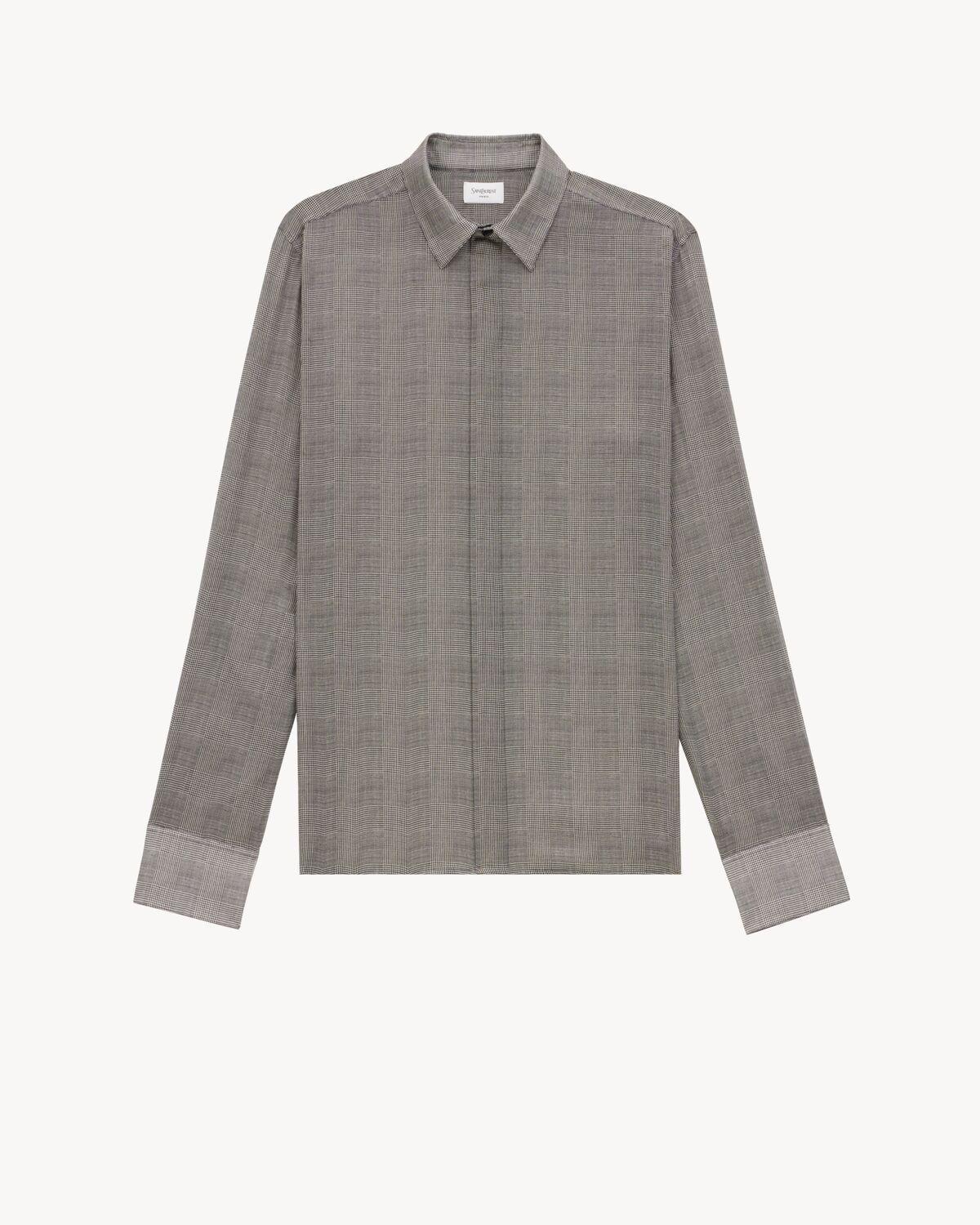 shirt in prince of wales silk charmeuse Product Image
