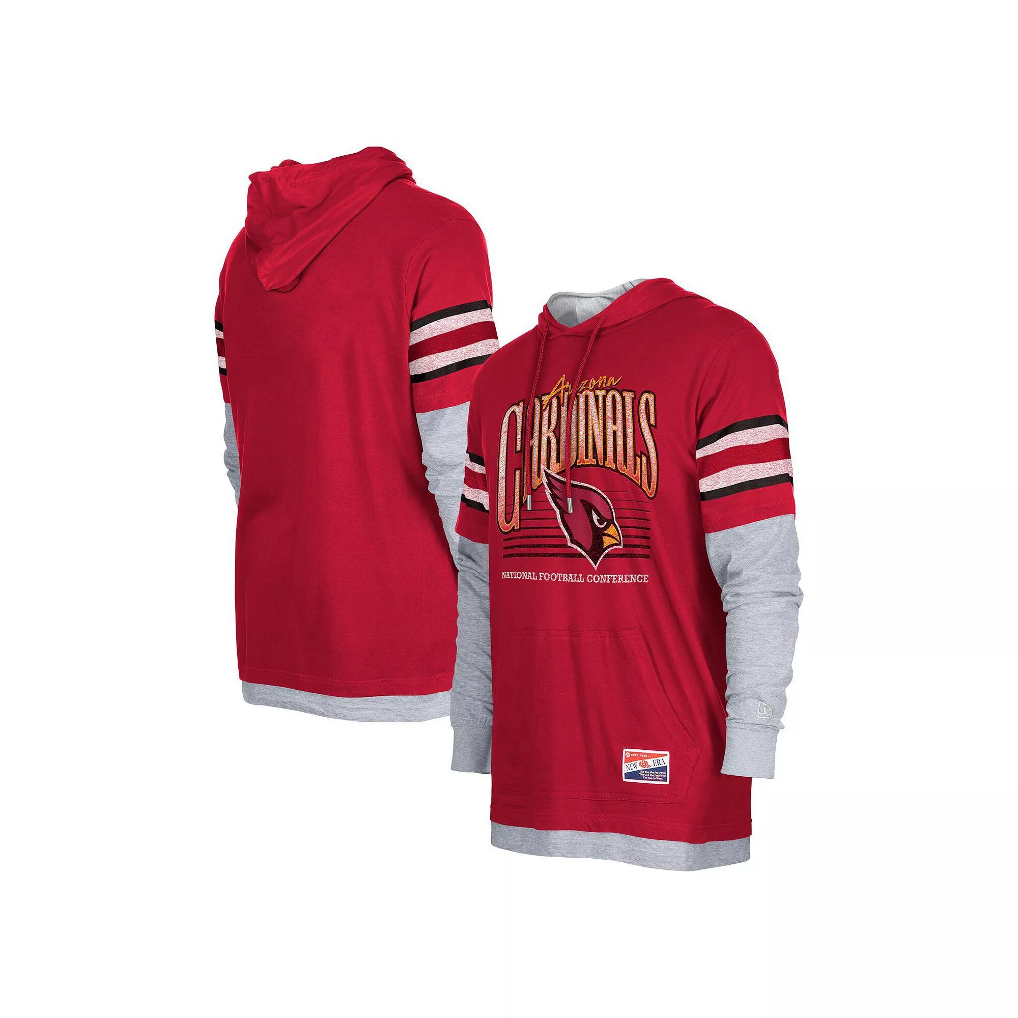 Men's New Era Cardinal Arizona Cardinals Twofer Long Sleeve Hooded T-Shirt, Size: XL, Red Product Image