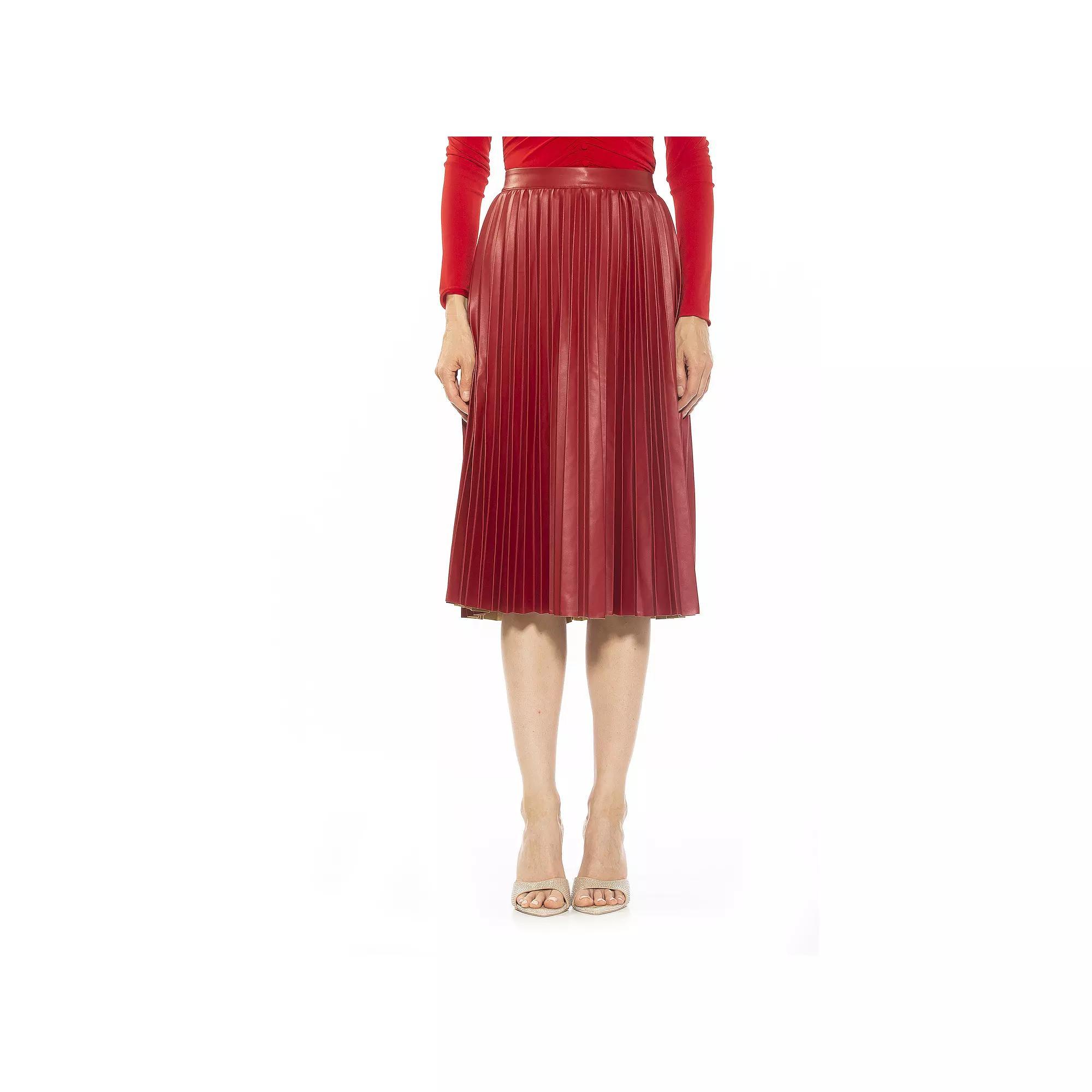 Women's Alexia Admor Luca Leather Midi Skirt, Size: XS, Nude Product Image