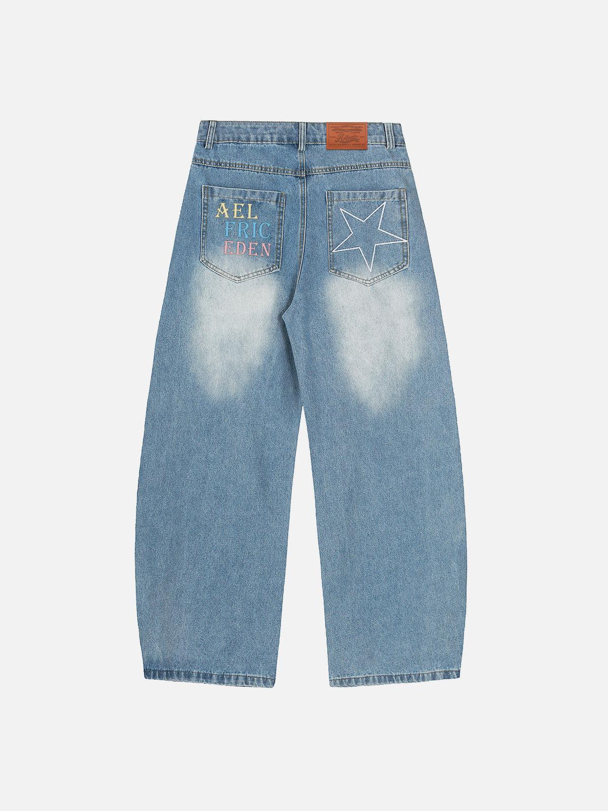 [Pre-Order] Aelfric Eden Stars Embroidery Baggy Barrel Jeans Product Image