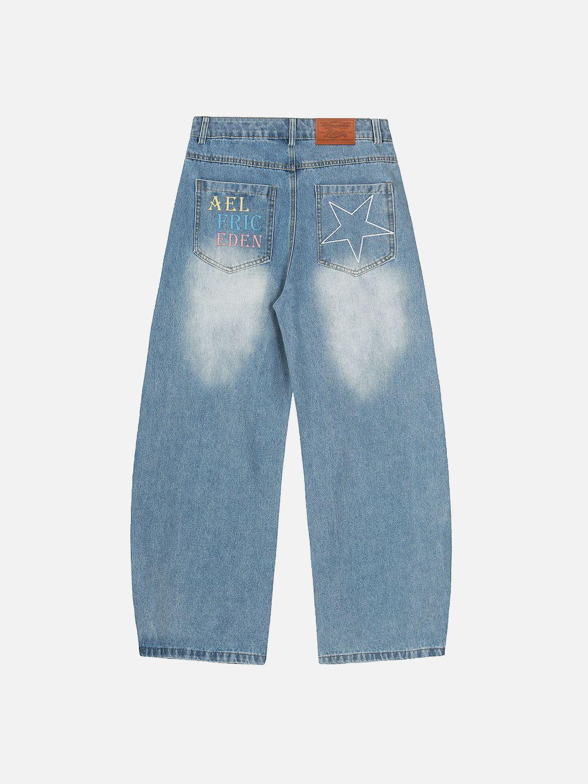 [Pre-Order] Aelfric Eden Stars Embroidery Baggy Barrel Jeans Product Image