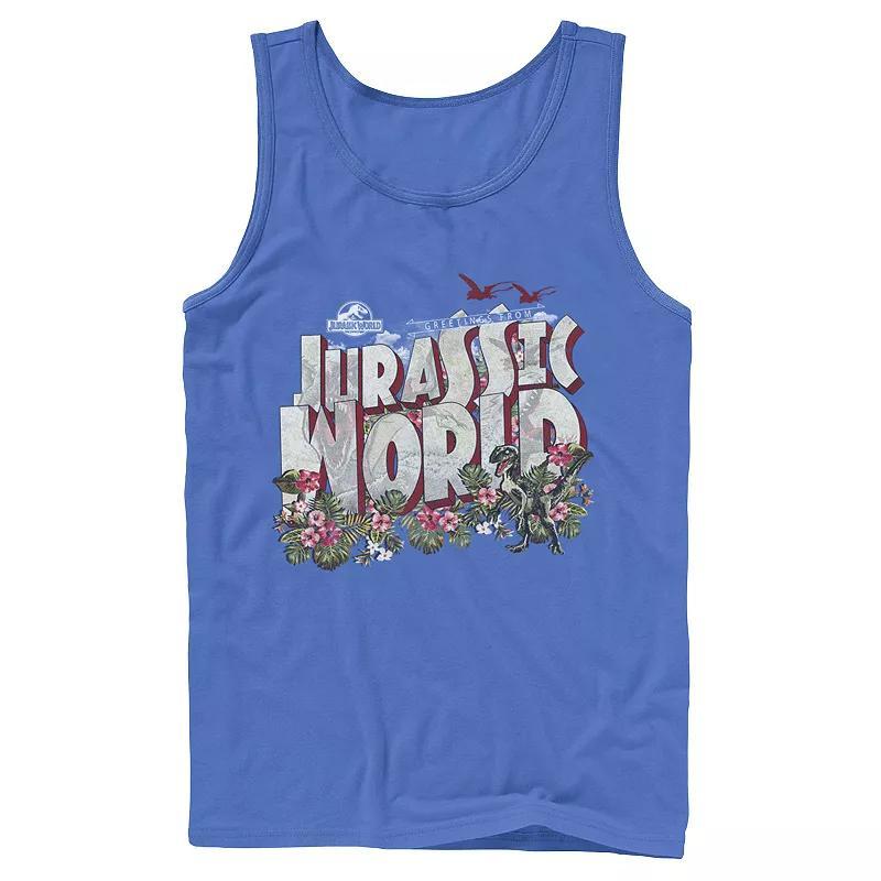 Men's Jurassic World Tropical Raptor Postcard Tank Top, Size: XL, Grey Product Image