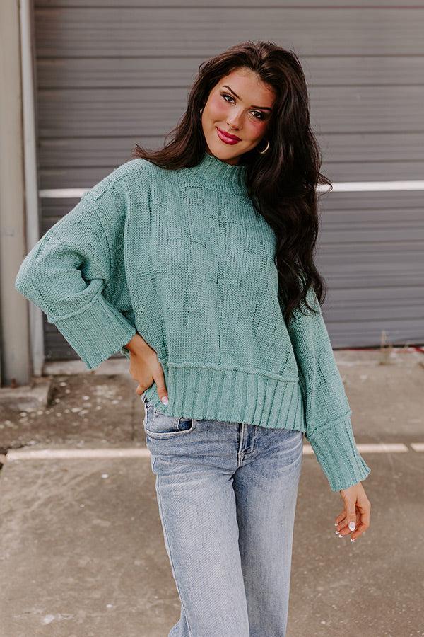 Cool Weather Knit Sweater in Jade Product Image