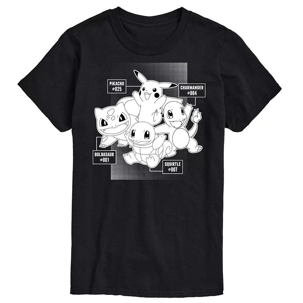 Mens Pokemon Starter Labels Graphic Tee Product Image