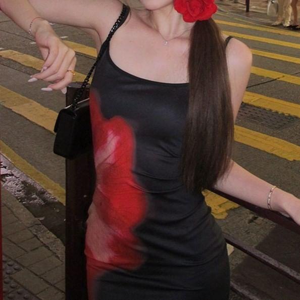 Spaghetti Strap Print Maxi A-Line Dress Product Image