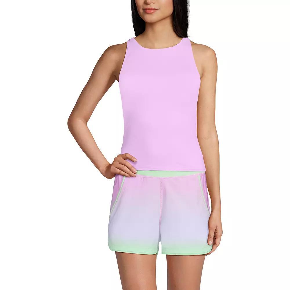 Petite Lands' End Tugless High Neck Strappy Back Tankini Swimsuit Top, Women's, Size: 8D, Wild Purple Product Image