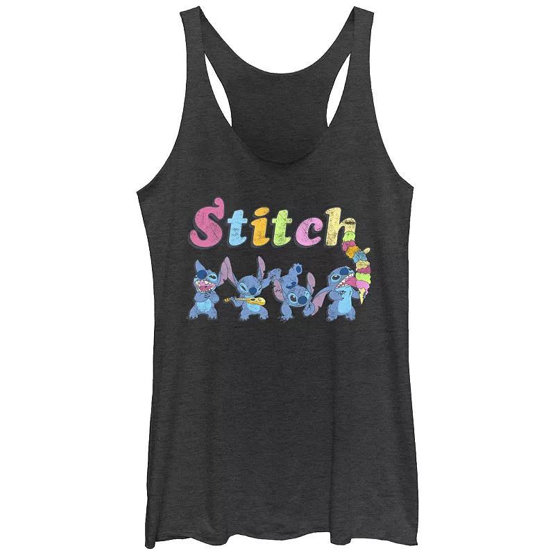 Disney's Lilo & Stitch Silly Series Juniors' Tri-Blend Racerback Tank Top, Girl's, Size: Medium, Black Grey Product Image