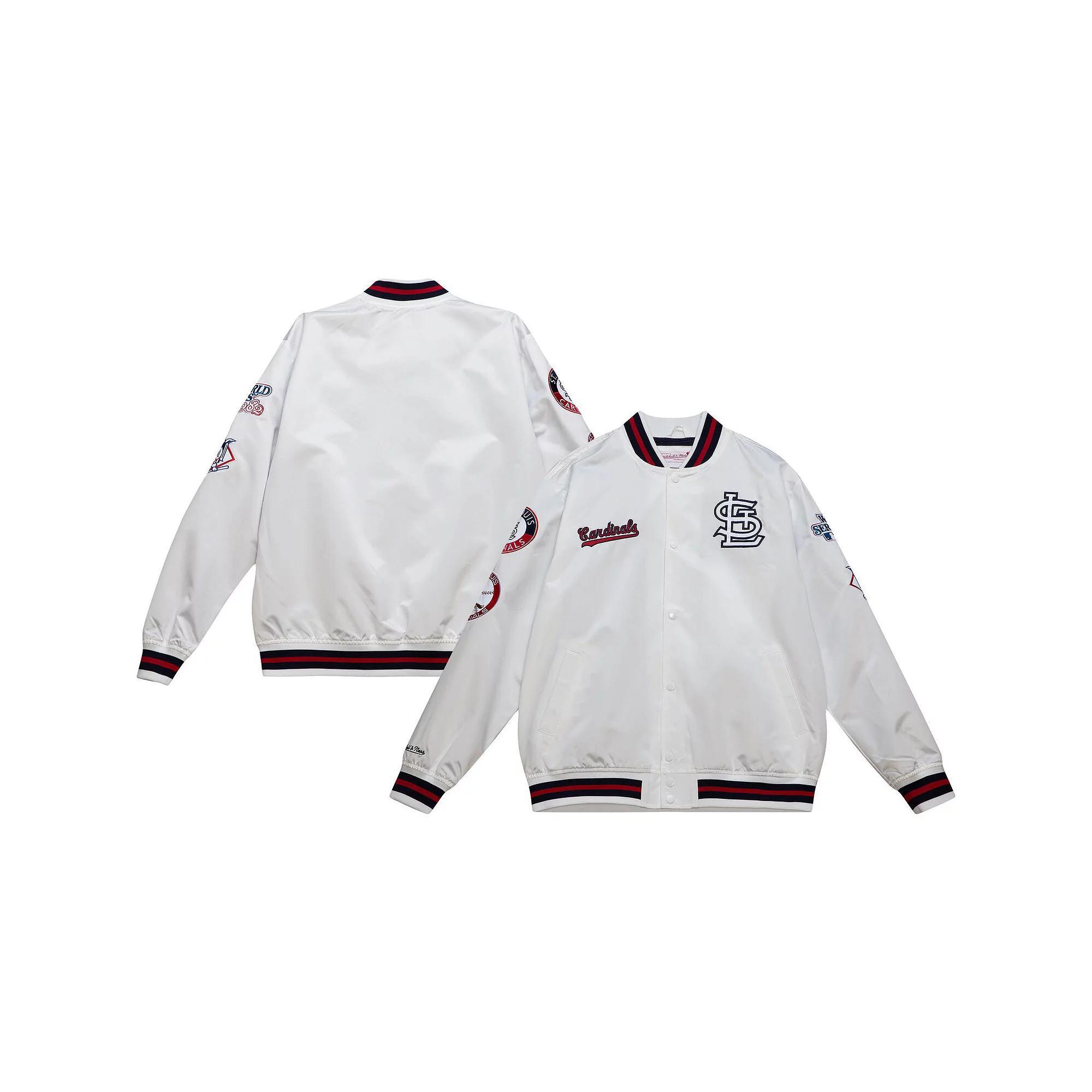 Men's Mitchell & Ness White St. Louis Cardinals City Collection Satin Full-Snap Varsity Jacket, Size: XL Product Image