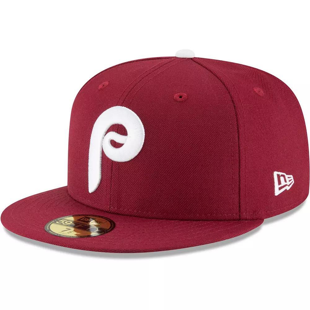 Men's New Era Maroon Philadelphia Phillies Cooperstown Collection Wool 59FIFTY Fitted Hat, Size: 7 7/8, Red Product Image