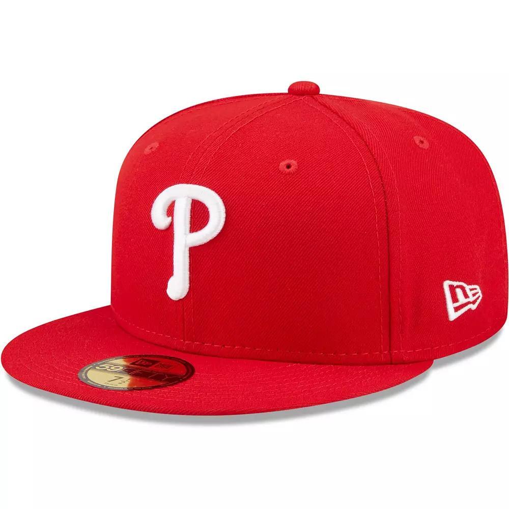 Men's New Era Red Philadelphia Phillies Logo White 59FIFTY Fitted Hat, Size: 7 Product Image