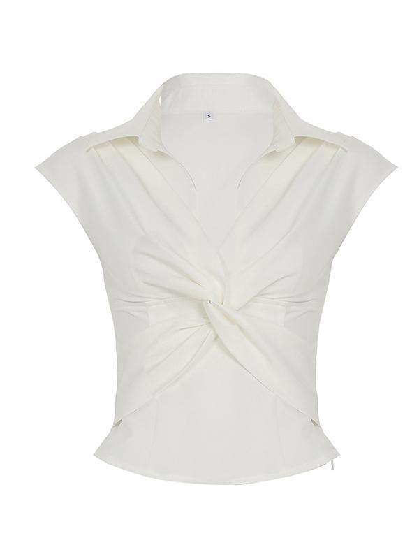 Short Sleeve Tee With Twisted Collar Product Image