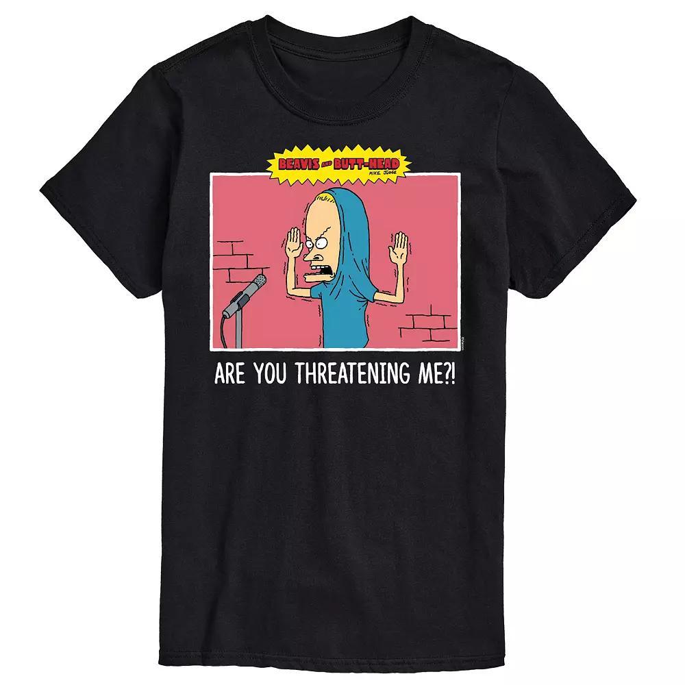 Mens Beavis And Butthead Threatening Me Tee Grey Product Image