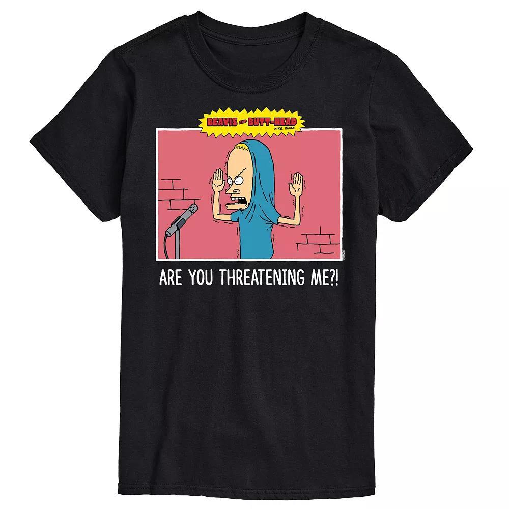 Mens Beavis And Butthead Threatening Me Tee Grey Product Image