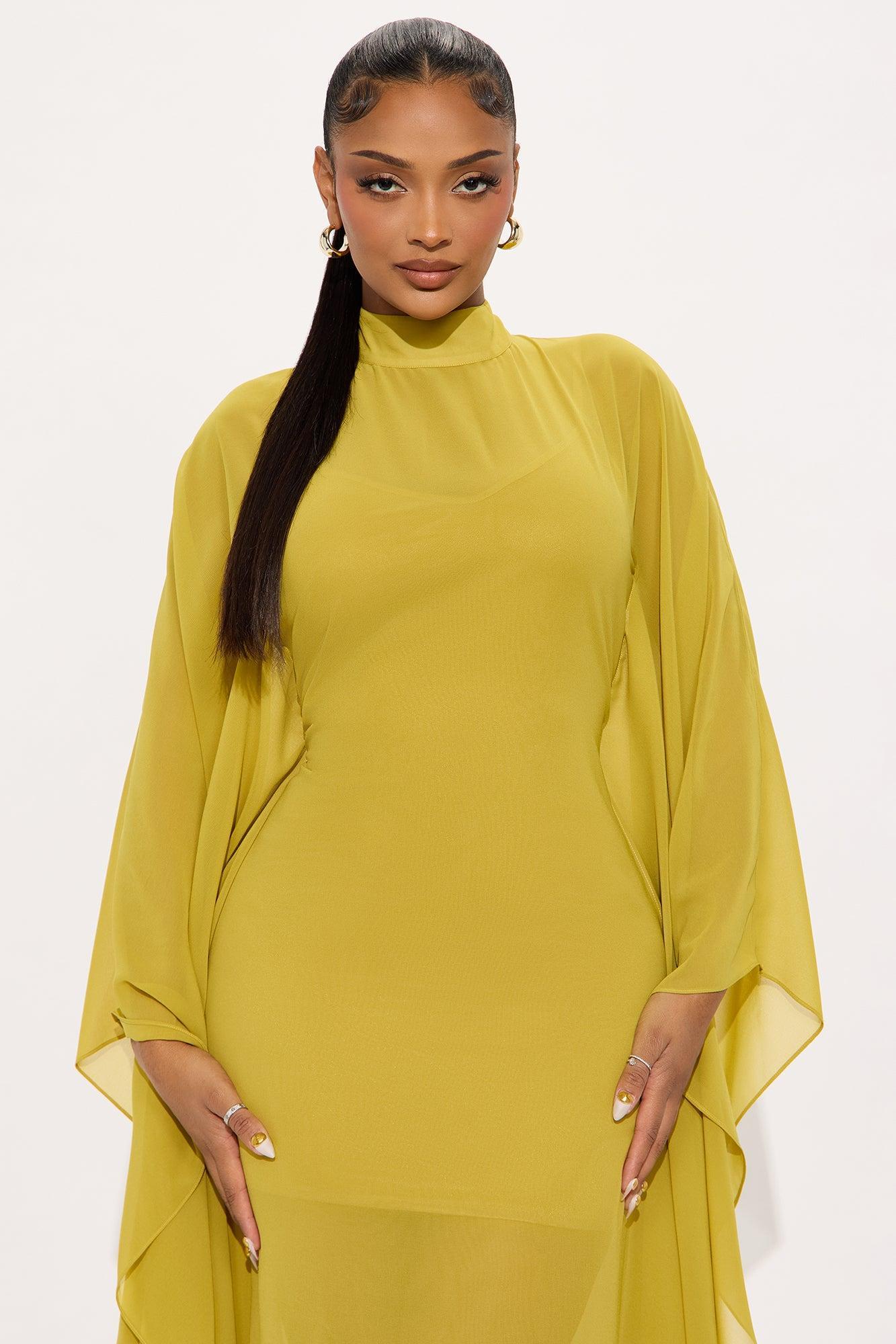 Flying High Chiffon Maxi Dress - Chartreuse Product Image