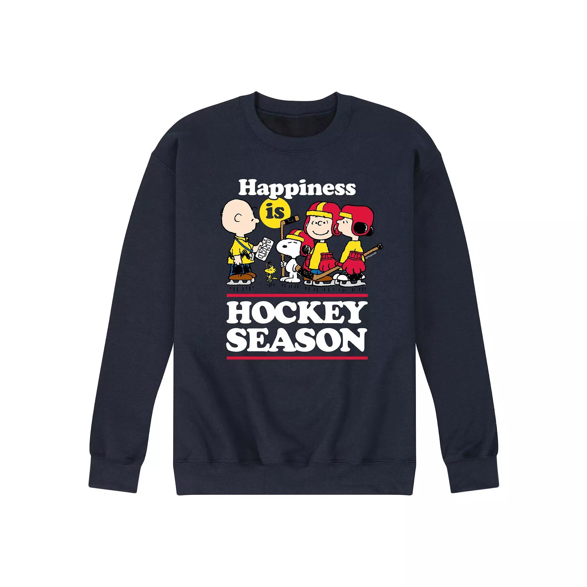 Men's Peanuts Happiness Is Hockey Season Graphic Sweatshirt, Size: Large, Black Product Image