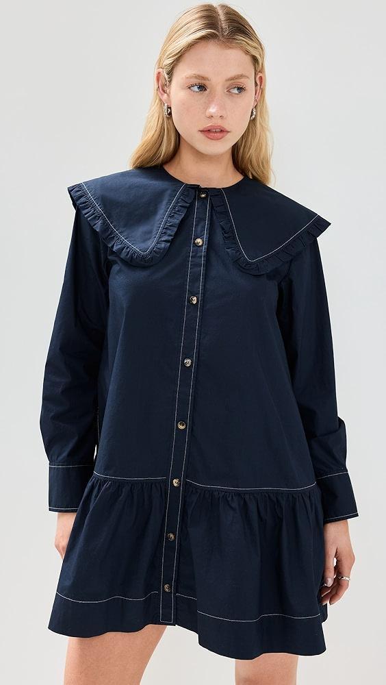 GANNI Poplin Big Collar Mini Shirt Dress | Shopbop Product Image
