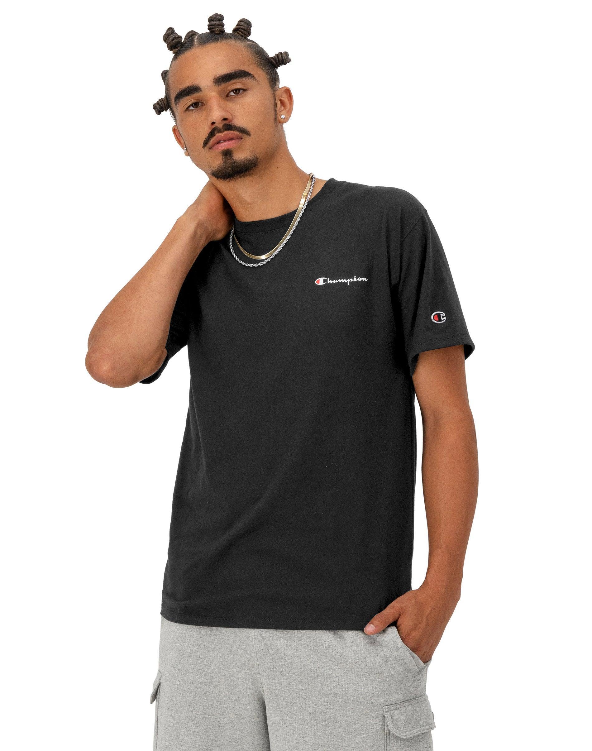 Mens Champion Classic Graphic T-Shirt, Left Chest Script Logo Granite Heather 2XL Product Image