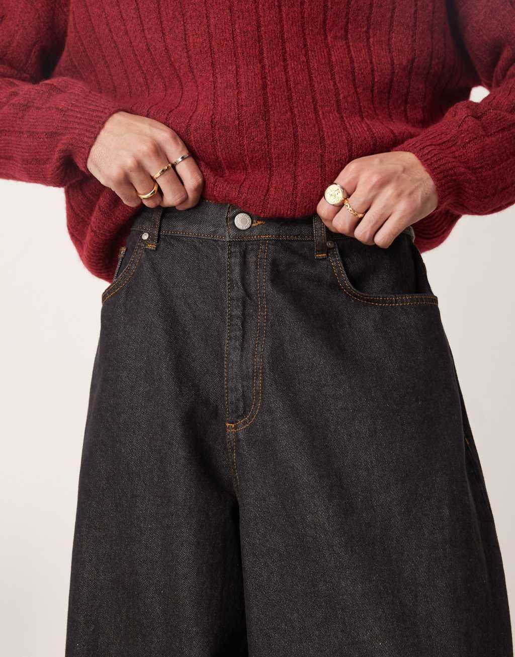 ASOS DESIGN oversized baggy jeans in raw denim  Product Image