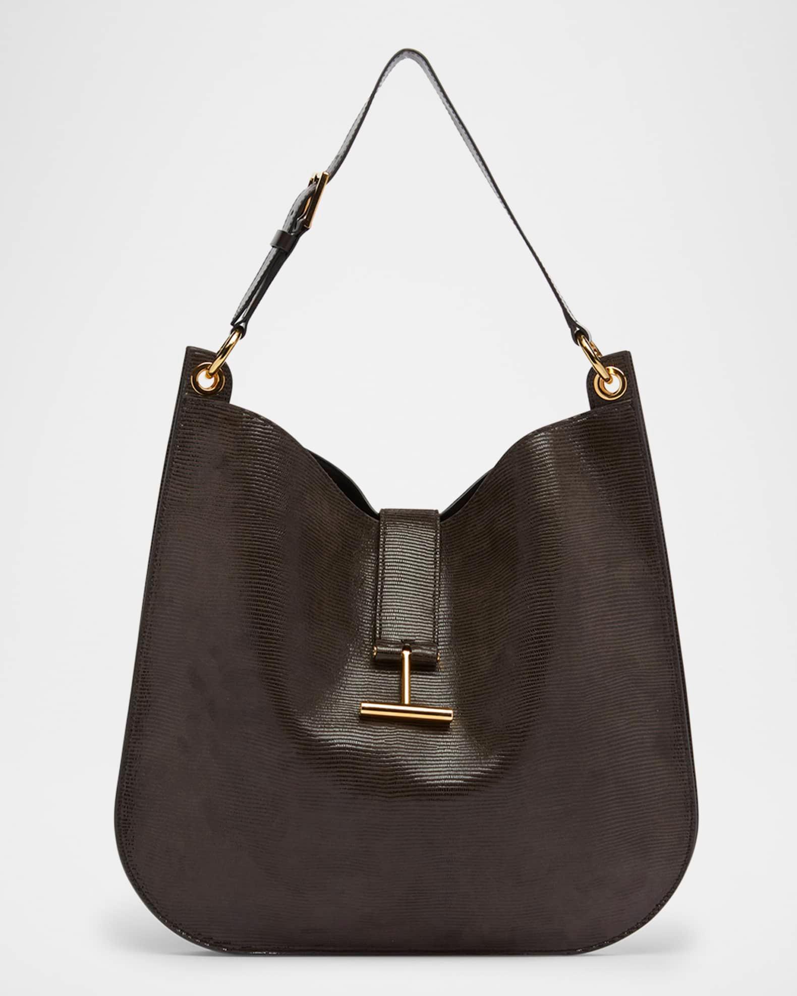 Tara Large Crossbody Bag in Lizard-Embossed Suede and Leather Product Image