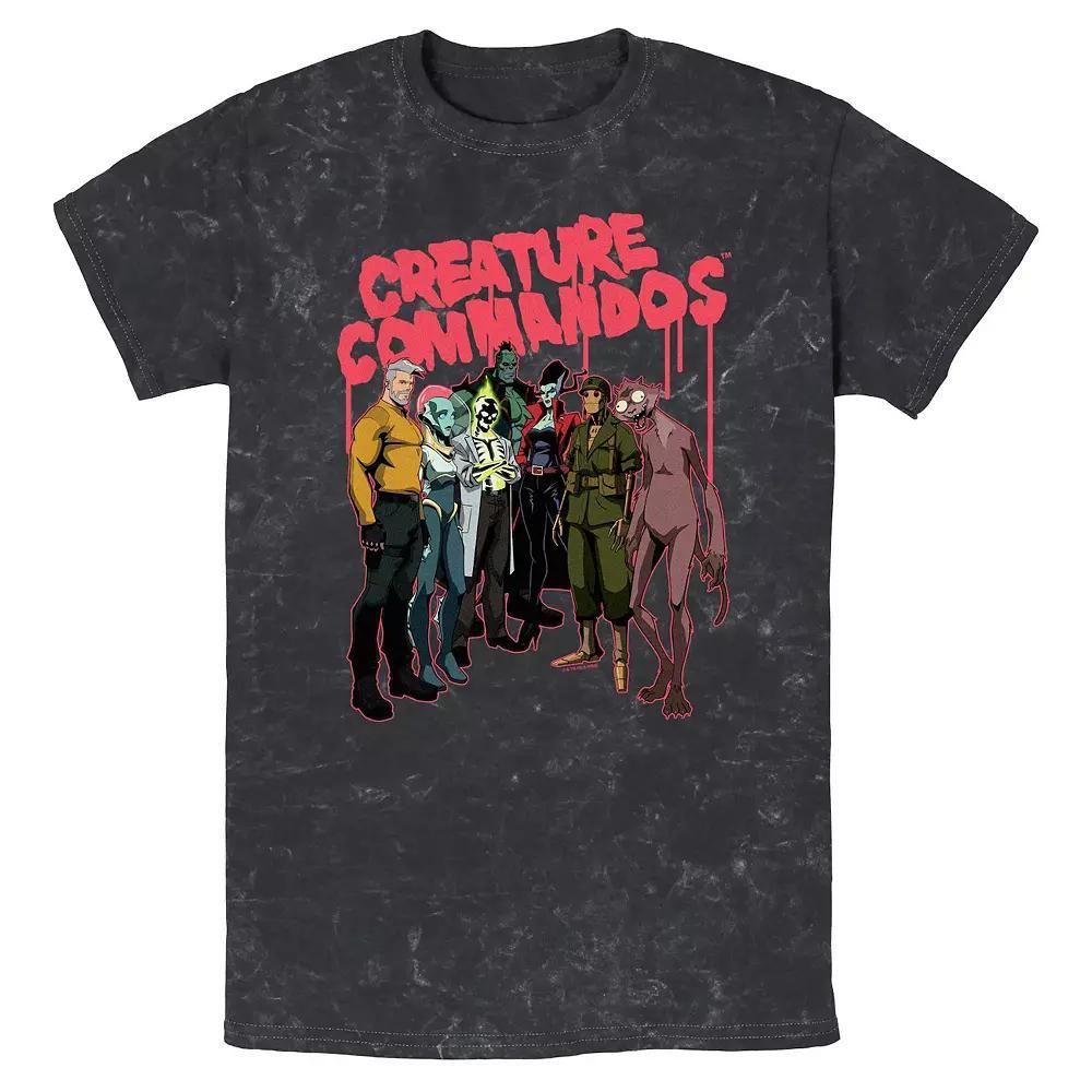 Men's Creature Commandos Crew Portrait Mineral Wash Graphic Tee, Size: XL, Black Product Image