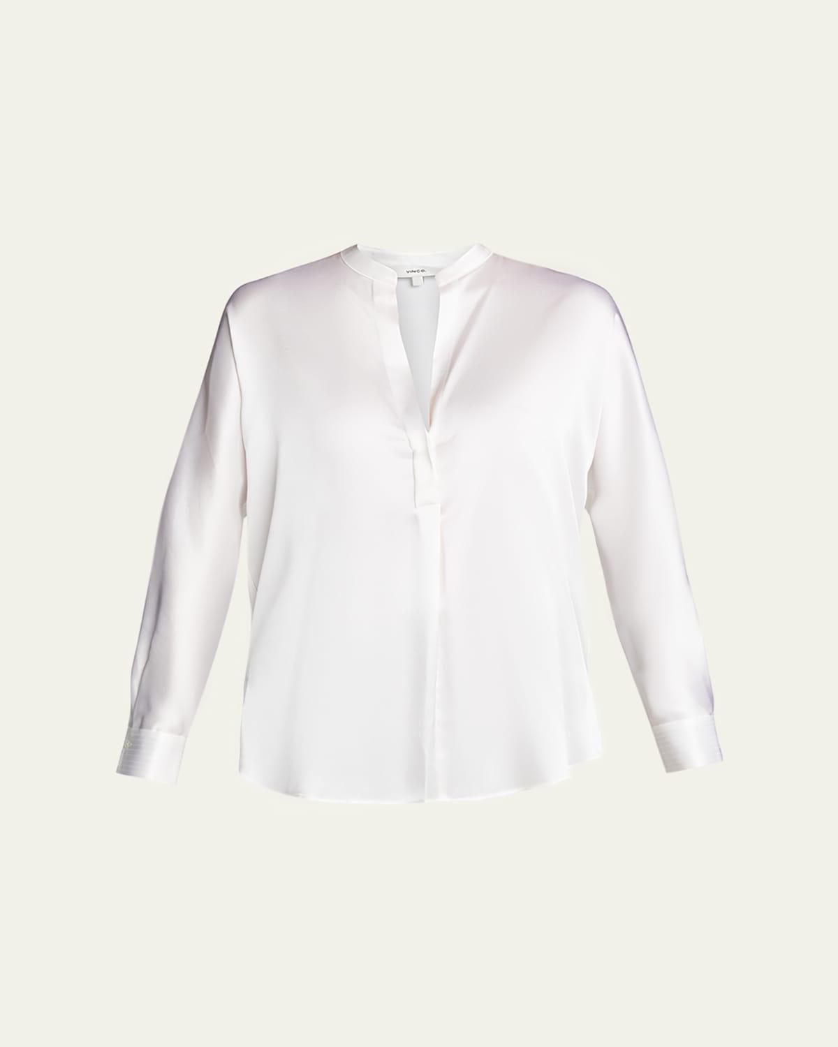 Vince Silk Banded Collar Blouse Product Image