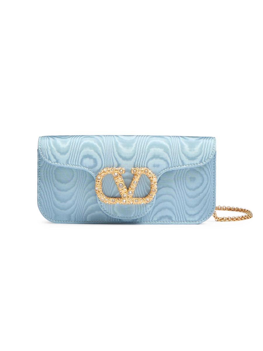 Womens Loc Moir Fabric Clutch with Jewel Logo Product Image