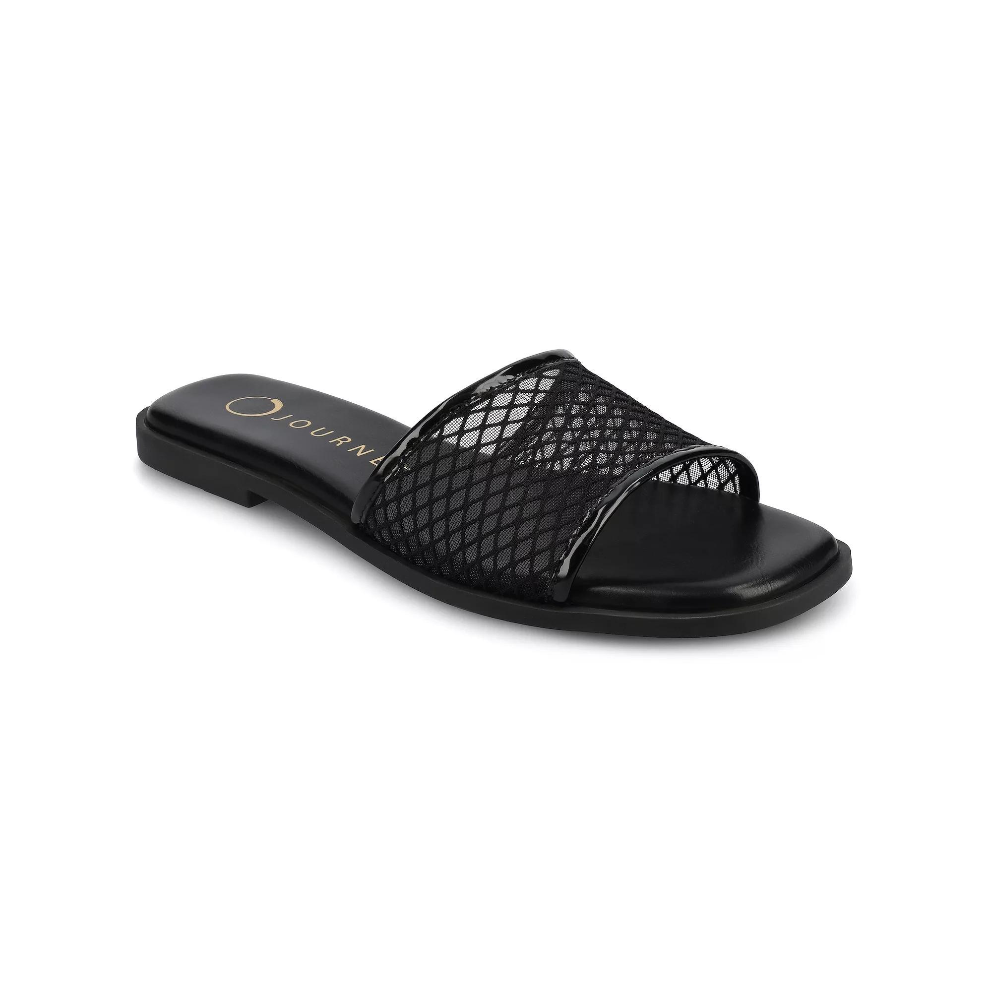 Journee Breckley Women's Slip On Flat Sandals, Size: 9.5, Black Product Image