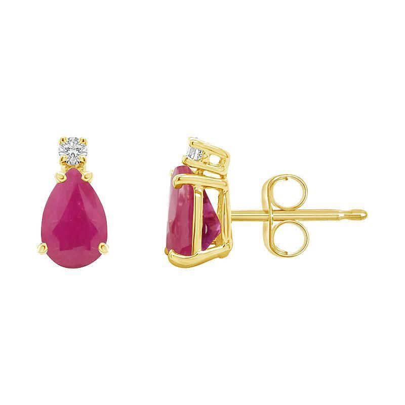 Celebration Gems 14k Gold Pear-Shaped Ruby & Diamond Accent Earrings, Women's, 14k Whgold Product Image
