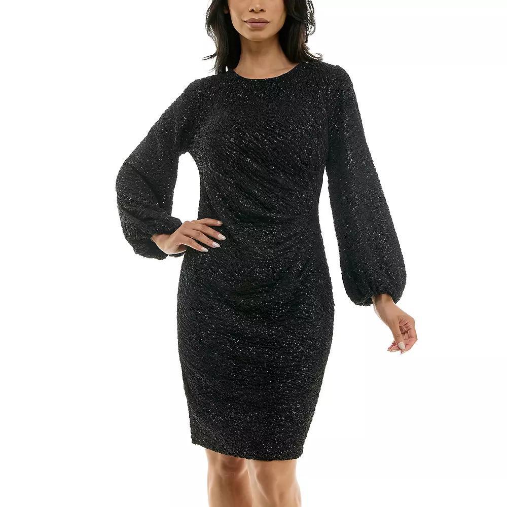 Women's Nina Leonard Puckered Knit Sheath Dress, Size: Large, Pink Product Image