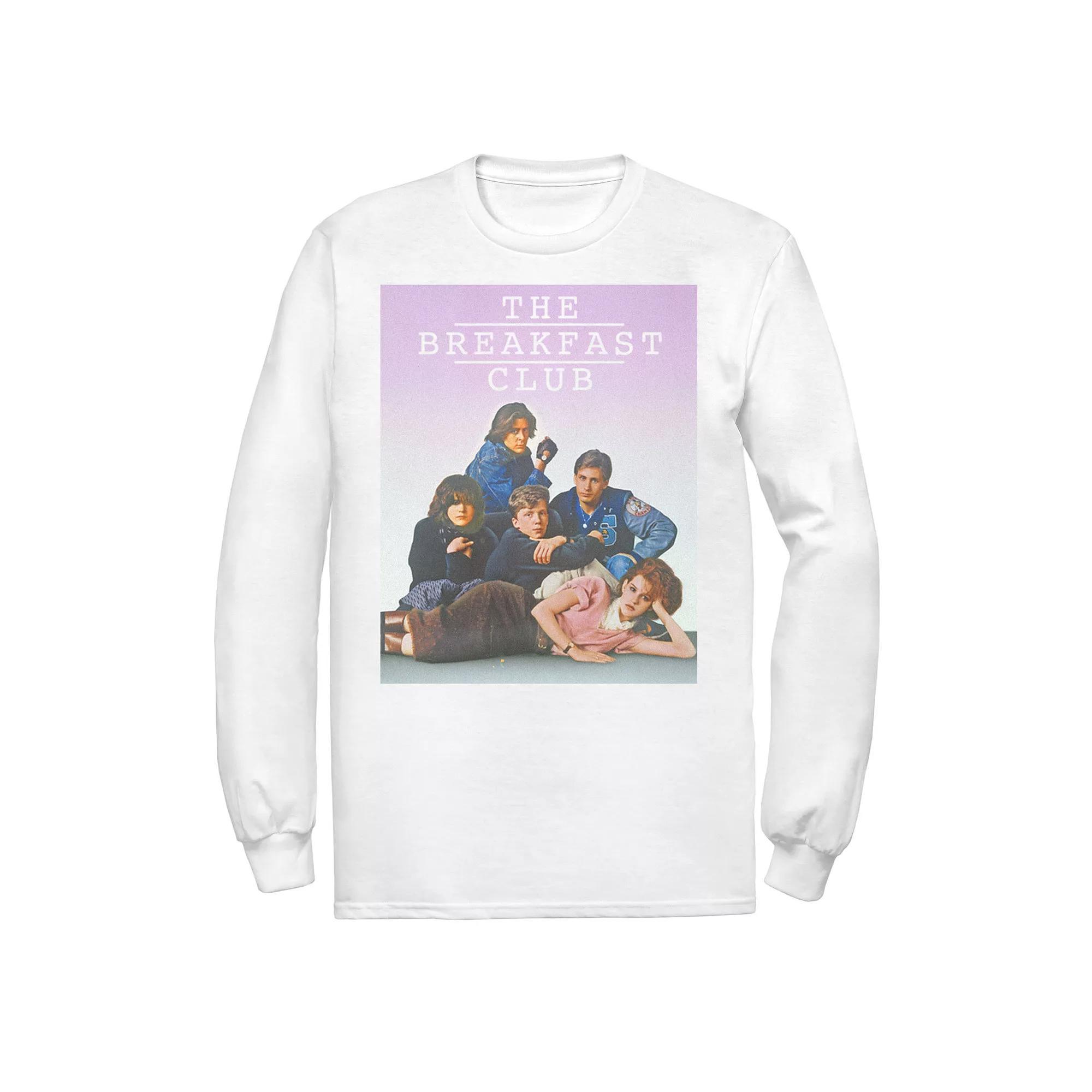 Men's Breakfast Club Group Pose Faded Background Long Sleeve Tee, Size: XL, White Product Image