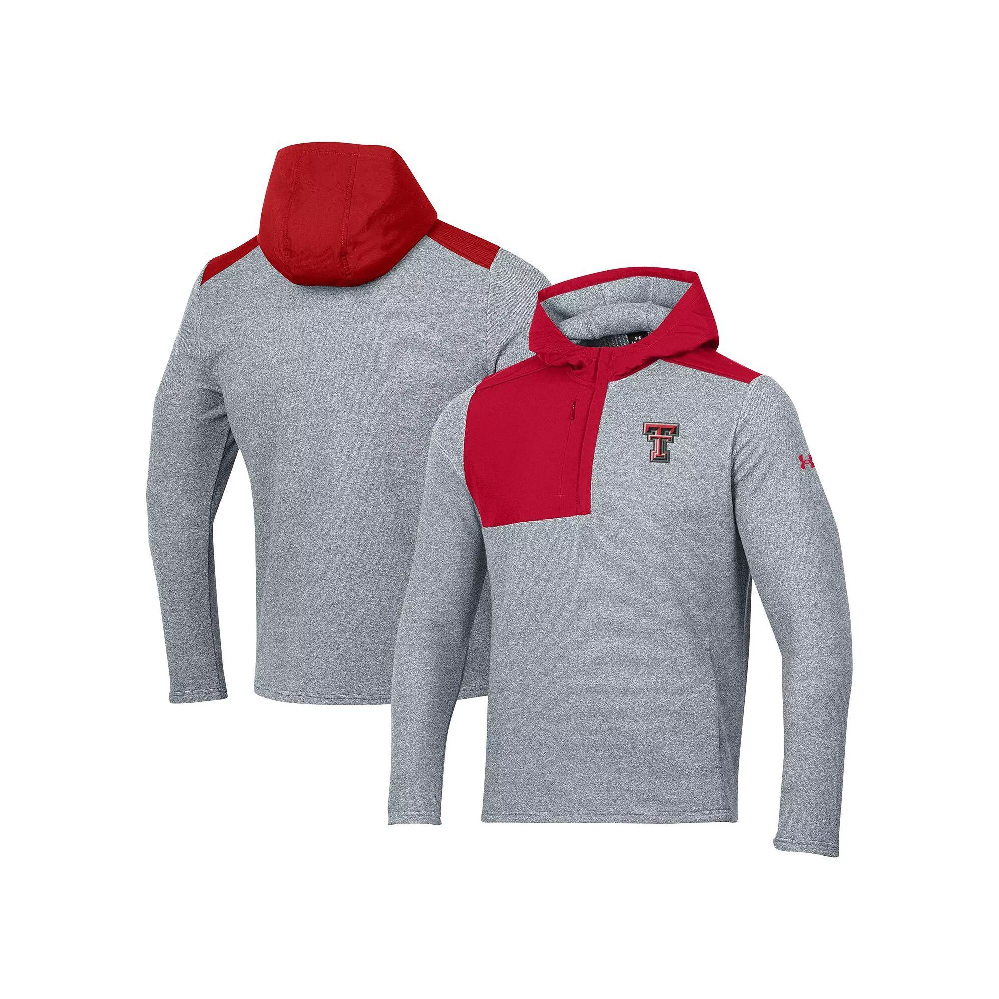 Men's Under Armour Gray Texas Tech Red Raiders Survivor Fleece Hoodie Quarter-Zip Jacket, Size: Medium, Grey Product Image