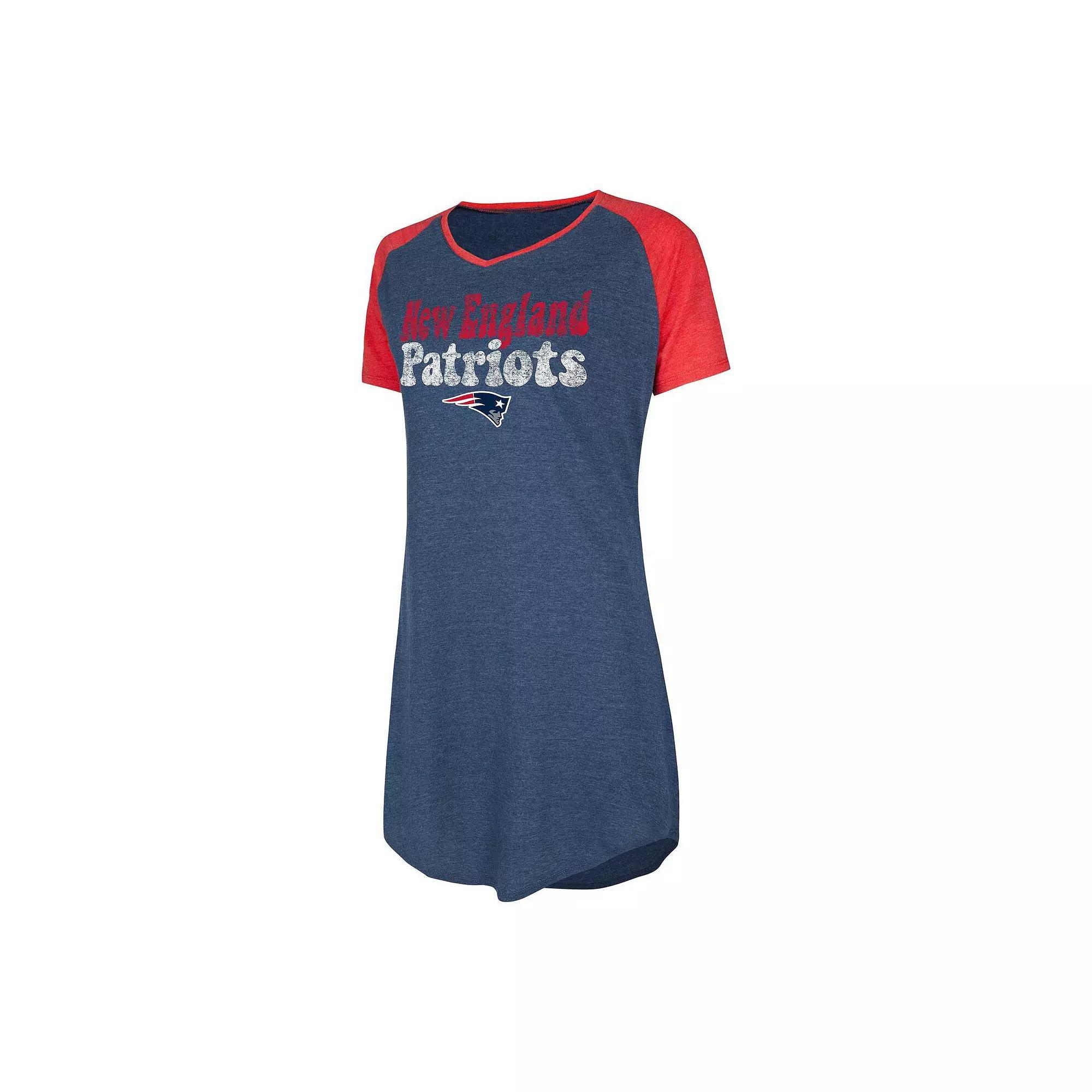 Womens Concepts Sport /Red New England Patriots Raglan V-Neck Nightshirt Blue Product Image