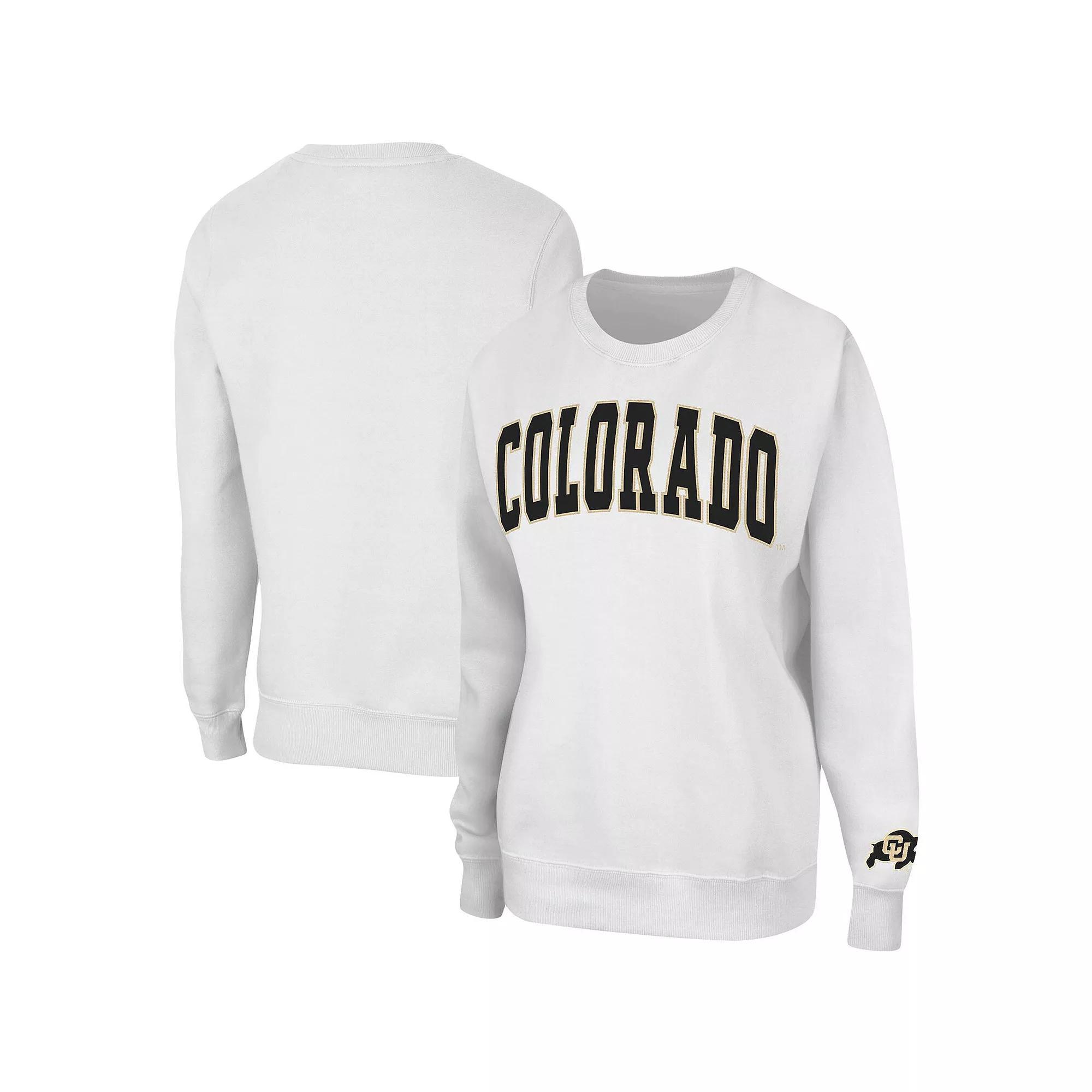 Women's Colosseum White Colorado Buffaloes Campanile Pullover Sweatshirt, Size: 2XL Product Image