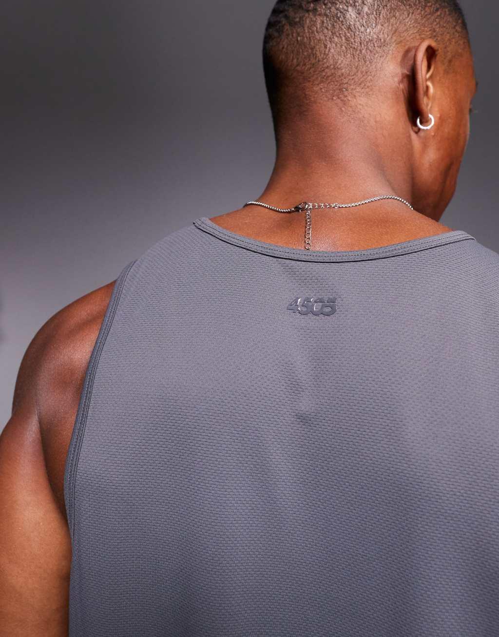 4505 Icon quick dry training tank top with racer back in charcoal  Product Image