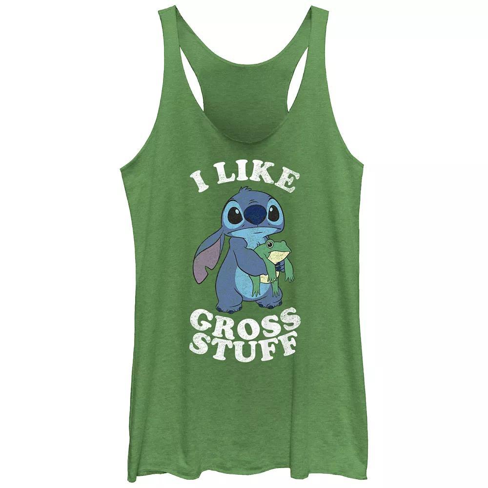 Disney's Lilo & Stitch I Like Gross Stuff Like Frogs Juniors' Tri-Blend Racerback Tank Top, Girl's, Size: Medium, Envy Product Image