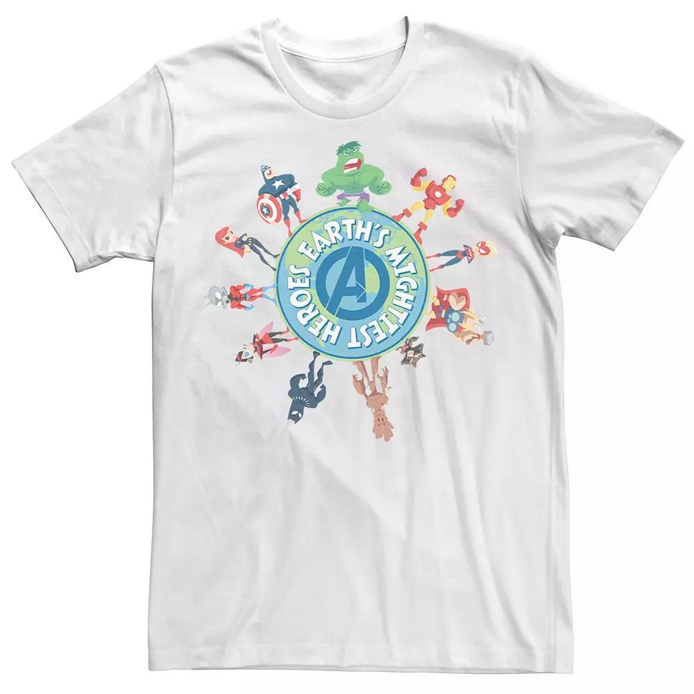 Men's Marvel Earth Day Avengers Earth's Mightiest Heroes Tee, Size: Medium, White Product Image