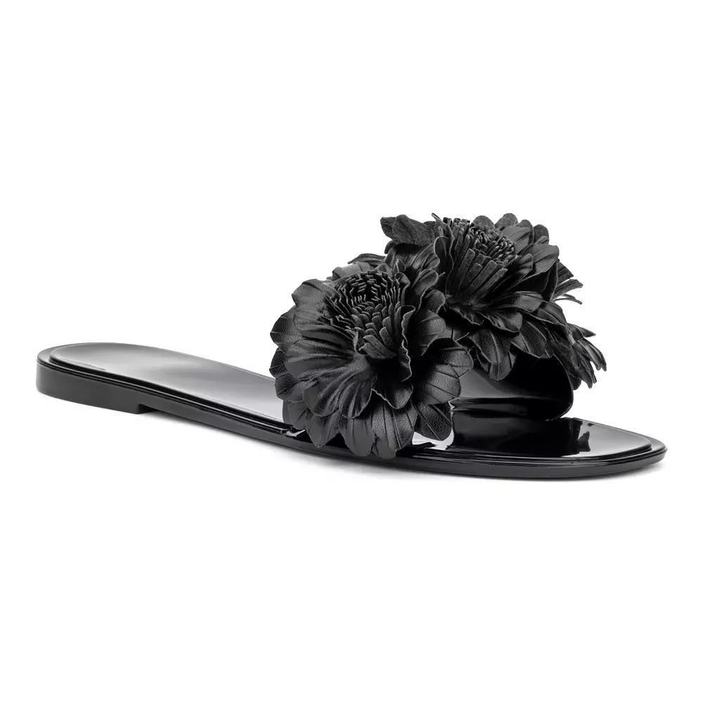 New York & Company Anella Womens Flower Jelly Slide Sandals Product Image