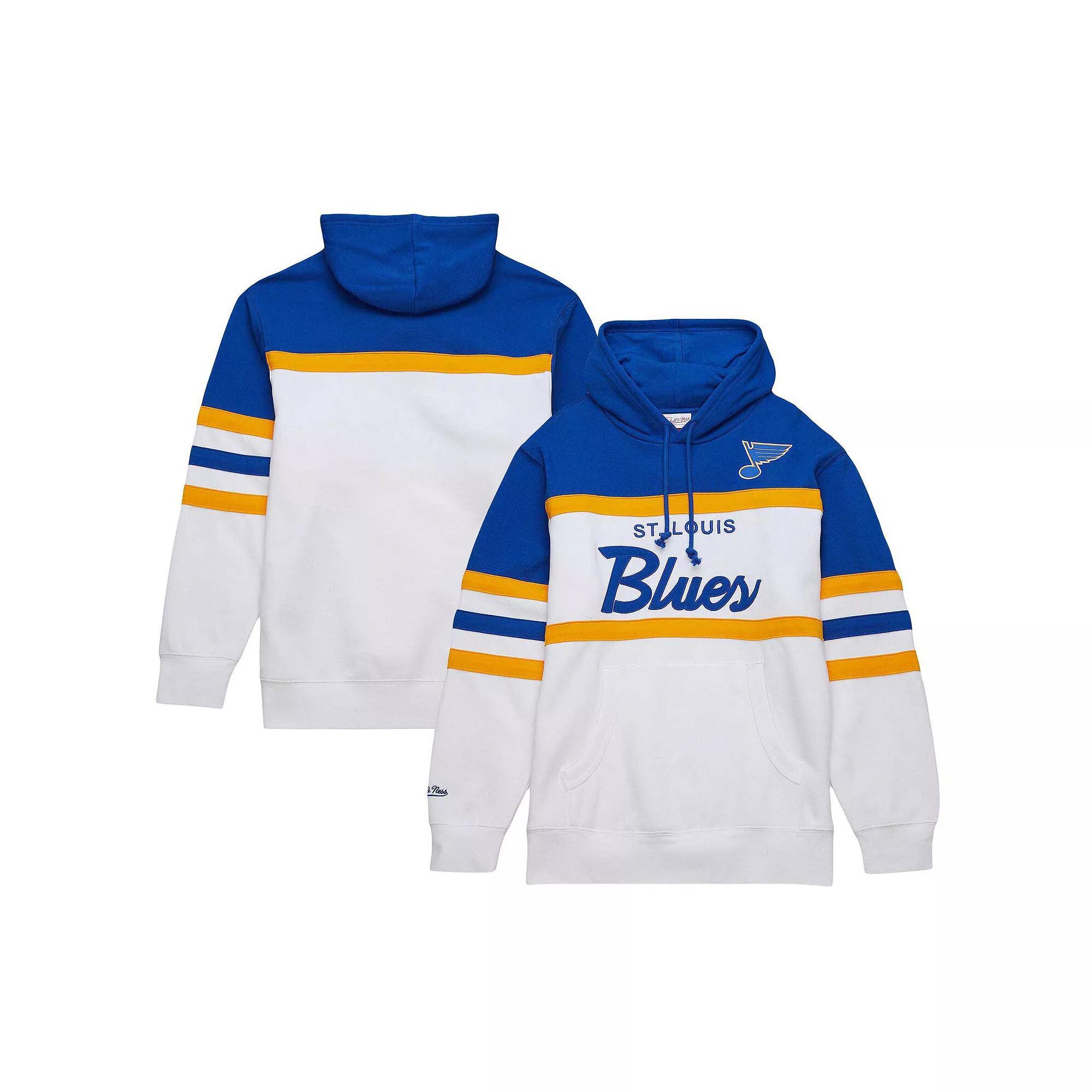 Men's Mitchell & Ness White/Blue St. Louis Blues Head Coach Pullover Hoodie, Size: Medium Product Image
