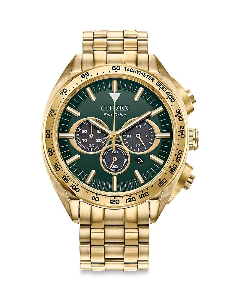 Citizen Mens Eco-Drive Carson Stainless Steel Bracelet Chronograph Watch Blue Two Tone Product Image