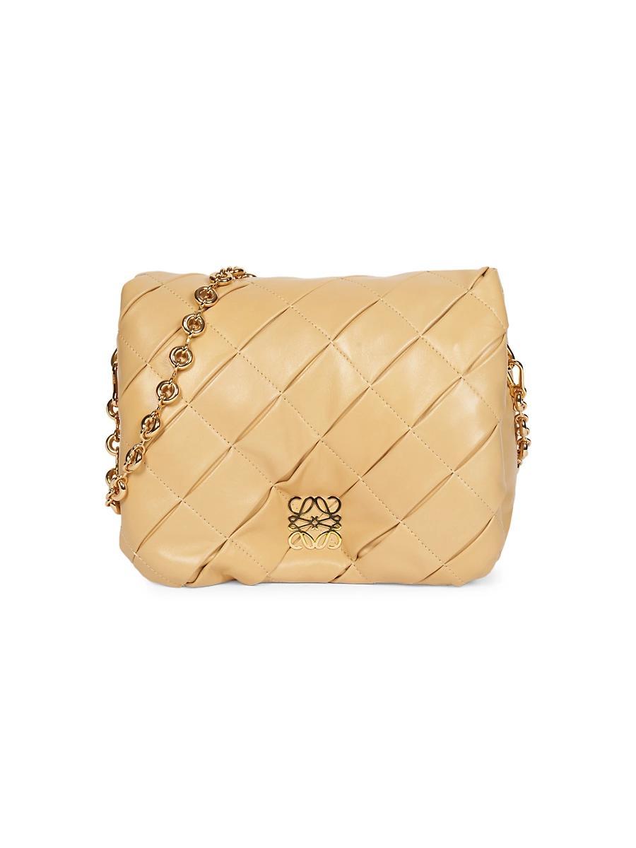 Womens Goya Leather Pleated Puffer Bag Product Image