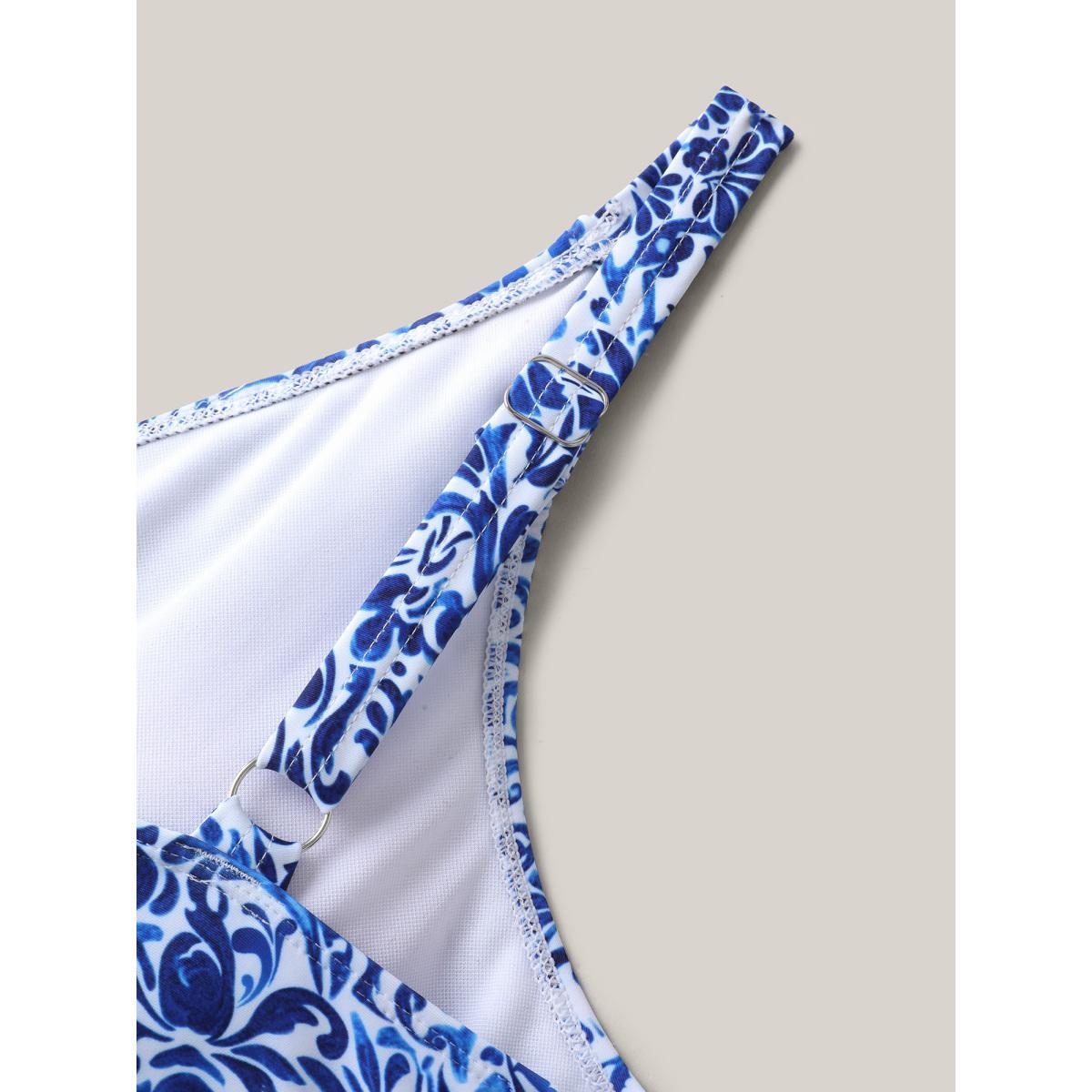 Plus Size Boho Print Ruffled One-Piece Swimsuit Women's Swimwear Cerulean Beach Gathered Curve Bathing Suits High stretch One Pieces BloomChic 14-16/1X Product Image