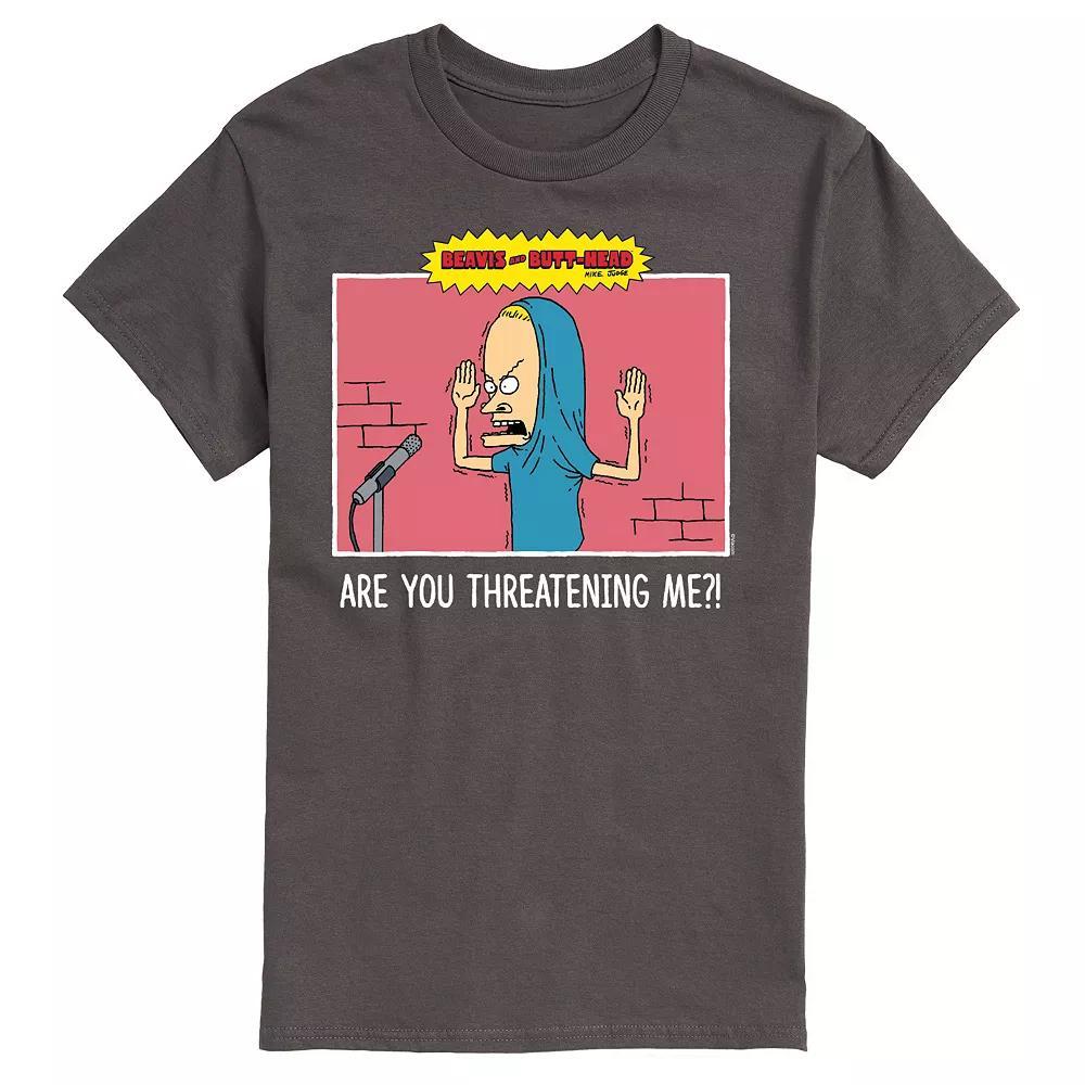 Mens Beavis And Butthead Threatening Me Tee Grey Product Image