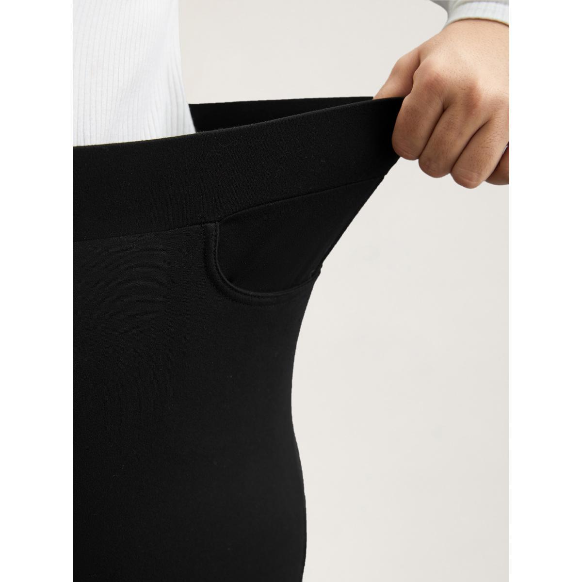 Plus Size Lace Mid-Rise Tight Pants Women Black Elegant High stretch Skinny Mid Rise Everyday Leggings BloomChic 10/M Product Image