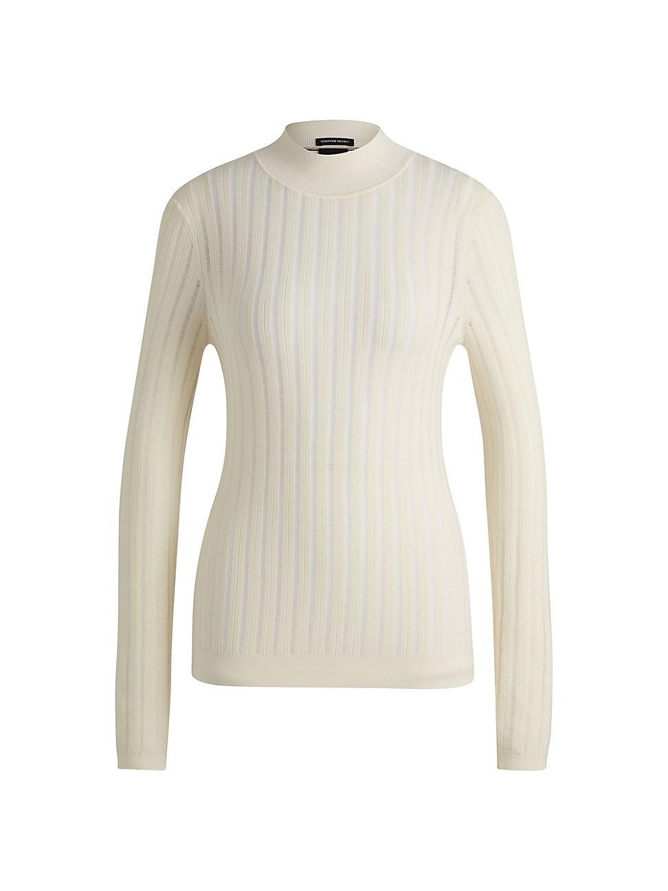 Womens Wool Sweater with Structured Stripes Product Image