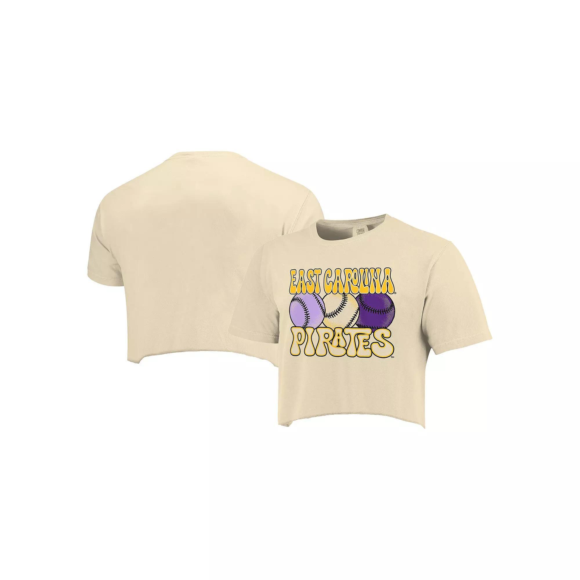 Womens Natural ECU Pirates Comfort Colors Baseball Cropped T-Shirt Product Image