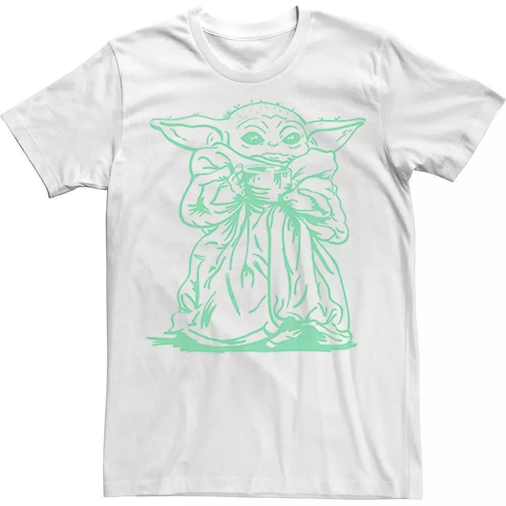 Men's Star Wars The Mandalorian The Child aka Baby Yoda Line Art Portrait Tee, Size: XXL, White Product Image