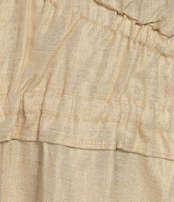 SAIL to SABLE Gold Linen Blend V-Neck Flutter Sleeve A-Line Midi Dress Product Image